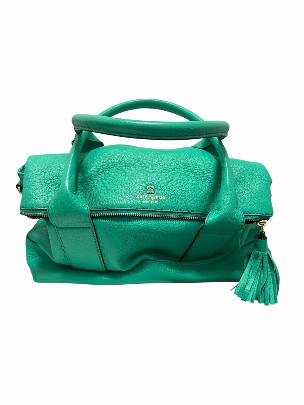 Kate Spade Crinkled Turquoise Leather Satchel Handbag